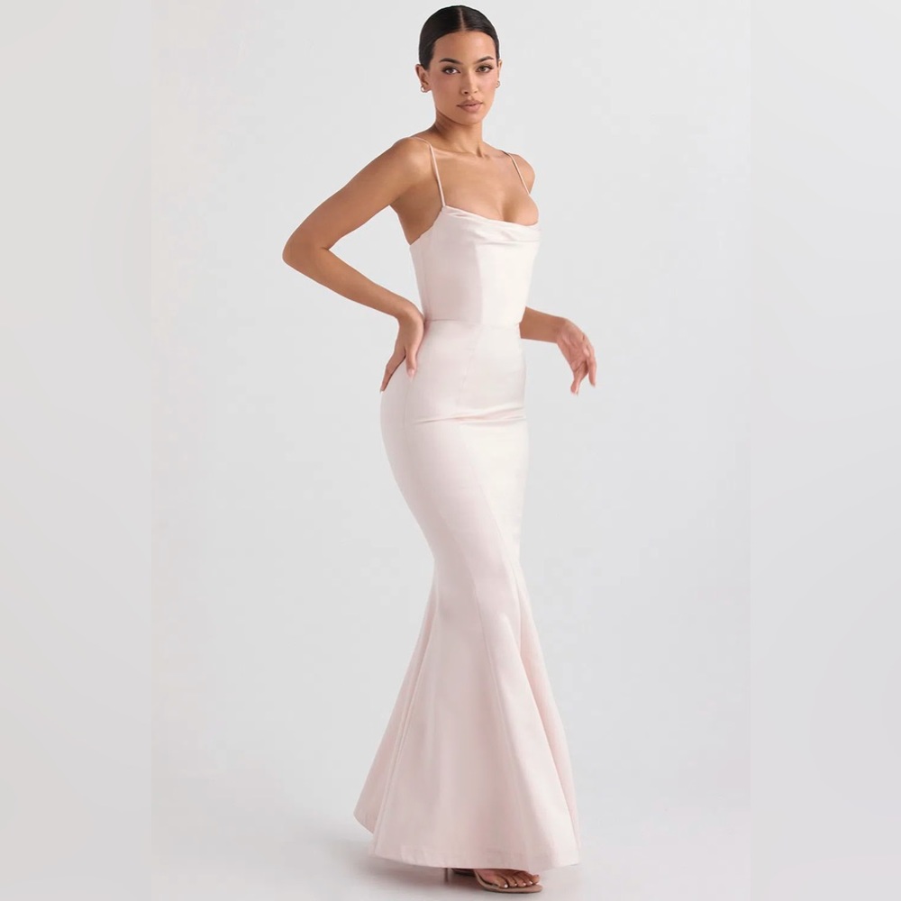 HOUSE OF CB 'Violette' Blush Satin Fishtail Gown - Picture 6 of 12
